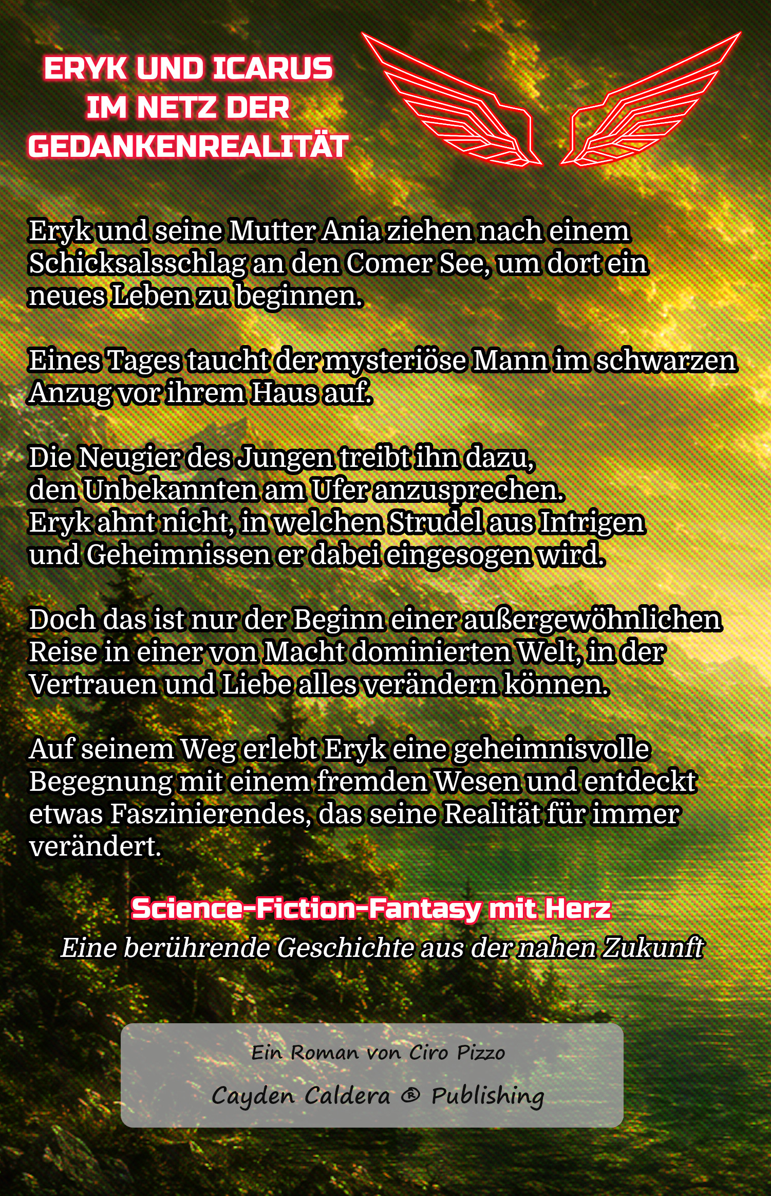 Buchrückseite mit Klappentext von ERYK UND ICARUS IM NETZ DER GEDANKENREALITÄT